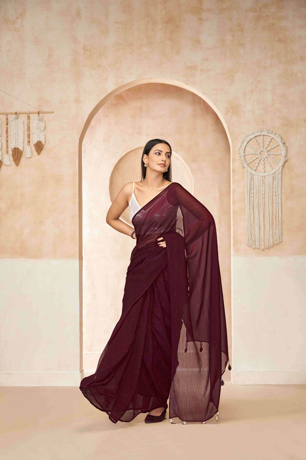Sophisticated Wine Saree for a Timeless Look